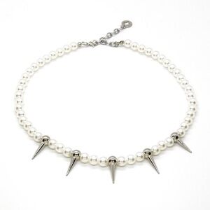 Pearl and Spike Charm Necklace